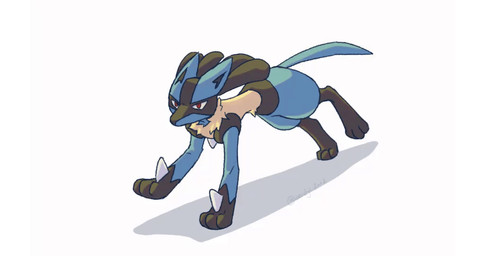 3_fingers 3_toes ambiguous_gender anthro black_body black_fur black_inner_ear blue_body blue_fur chest_spike feet fingers fur hand_spike neck_tuft paws red_eyes running running_on_all_fours simple_background solo spikes spikes_(anatomy) tail tan_body tan_fur text toes tuft white_background wendylizard nintendo pokemon generation_4_pokemon lucario pokemon_(species) 2026 256:135 animated animated_gif artist_name short_playtime