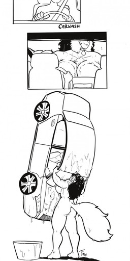 anthro big_breasts breasts bucket car car_wash container female humor inside_car inside_vehicle lifting muscular muscular_female nude soap suds vehicle necrolepsy hanna-barbera swat_kats anon felina_feral domestic_cat felid feline felis mammal 2021 black_and_white hi_res monochrome