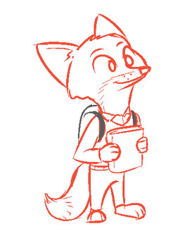 anthro backpack barefoot biped book clothed clothing dipstick_tail feet holding_object male markings multicolored_tail simple_background smile solo standing tail tail_markings white_background young young_anthro tggeko disney zootopia nick_wilde canid canine fox mammal red_fox true_fox 2016 low_res
