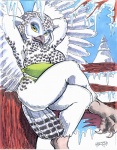 1997 anthro avian big_breasts bikini bikini_top biped bird blue_eyeshadow breasts clothed clothing cloud colored crossed_legs eyeshadow feathered_wings feathers feet female forest green_clothing horned_owl icicle looking_at_viewer makeup non-mammal_breasts oscar_marcus outside owl panties pinup plant pose skimpy sky snow snowy_owl solo spread_wings striped_feathers swimwear talons tight_clothing toes tree true_owl two-piece_swimsuit underwear white_body white_feathers winged_arms wings wood yellow_eyes