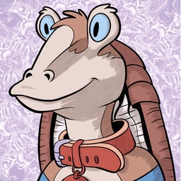 bell bell_collar blue_eyes collar solo trevor-fox pngtuber star_wars trevor-fox_(character) alien amphibian aquatic gungan otolla_gungan 1:1 animated animated_gif short_playtime