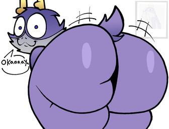 anthro antlers big_butt butt fur grey_body grey_fur hair horn looking_at_viewer looking_back male multicolored_body multicolored_fur presenting presenting_hindquarters purple_body purple_eyes purple_fur purple_hair purple_tail rear_view short_tail smile solo tail tan_antlers thick_thighs two_tone_body two_tone_fur lucaslora bedfellows fatigue_(bedfellows) jackalope lagomorph mammal 2025 digital_media_(artwork) hi_res