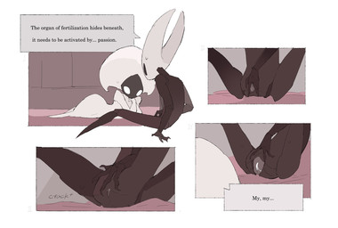 anthro bedroom biped black_body black_eyes bodily_fluids border detailed_background dialogue duo empty_eyes eye_contact female female/female female_anthro female_humanoid genital_fluids genitals grey_vulva humanoid_on_anthro inside leaning leaning_forward looking_at_another looking_at_partner lying mouthless nude on_front onomatopoeia presenting presenting_vulva sound_effects speech_bubble spread_legs spreading talking_to_another talking_to_partner text vaginal_fluid_string vaginal_fluids vulva white_body white_border white_eyes justdog hollow_knight:_silksong hollow_knight_(franchise) team_cherry hornet_(hollow_knight) lace_(hollow_knight:_silksong) arthropod humanoid 2025 comic digital_drawing_(artwork) digital_media_(artwork) english_text hi_res
