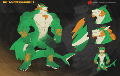 5_fingers abs anthro arm_hair balls biceps big_balls big_penis black_sclera body_hair broad_shoulders chest_hair chest_tuft chibi facial_hair fin fingers fish_tail forearms front_view genitals glans goatee green_body hair huge_balls huge_penis humanoid_genitalia humanoid_penis hyper hyper_genitalia hyper_penis long_arms long_hair long_tail male markings multicolored_body multicolored_penis muscular muscular_anthro muscular_arms muscular_chest muscular_legs muscular_male mutton_chops neck_muscles nude nude_male orange_hair pecs penis pointy_ears ponytail red_eyes shark_fin side_view simple_background solo spots spotted_body spotted_markings spotted_tail tail tail_markings tan_body text thick_arms thick_forearms thick_neck thick_tail tuft vein veiny_penis internaledge rakeesh aquatic fish shark 2024 digital_media_(artwork) english_text headshot_portrait hi_res model_sheet portrait