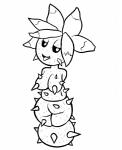 breasts female looking_at_viewer not_furry plant solo spikes tongue tongue_out unknown_artist mario_bros nintendo elemental_creature flora_fauna humanoid pokey_(mario) monochrome