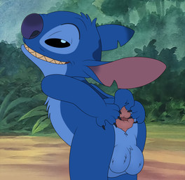 anthro anus backsack balls biped black_eyes black_nose blue_body butt claws day genitals grin looking_at_viewer looking_back looking_back_at_viewer male notched_ear nude outside presenting presenting_hindquarters rear_view sharp_teeth short_tail smile solo spread_anus spreading standing tail teeth skateryena disney lilo_and_stitch stitch_(lilo_and_stitch) alien experiment_(lilo_and_stitch) 2025 hi_res