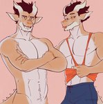 anthro bart_bakeree_(character) bodily_fluids body_hair bottomwear bulge clothed clothing happy_trail male muscular muscular_anthro muscular_male nipples pecs shorts simple_background solo standing sweat tail teasing topless topless_male v-cut wowsibart mythology dragon humanoid mythological_creature mythological_scalie scalie 2025 absurd_res digital_drawing_(artwork) digital_media_(artwork) hi_res