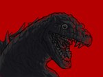 analog_horror angry body_horror clothing costume creepy feral godzilla godzilla_(series) grey_body horror_(theme) human inner_mouth kaiju lizard looking_at_viewer male mammal monster mr_dinobutt multi_eye multi_teeth nightmare_fuel open_mouth red_background red_body red_lighting reptile scales scalie second_skin shaded simple_background solo spikes spikes_(anatomy) teeth the_man_in_the_suit_(series) toho uncanny_valley