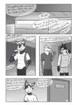 3:4 5_fingers anthro anthrofied athletic athletic_anthro athletic_male bag booster_(fuze) border bottomwear boxers_(clothing) clothed clothing collarbone comic cute_fangs dialogue door english_text fingers forest_(fuze) fully_clothed fuze generation_5_pokemon generation_7_pokemon grey_background hi_res inside litten male night nintendo one_eye_closed pokemon pokemon_(species) pokemorph ray_(fuze) school shirt shorts simple_background snivy speech_bubble t-shirt tepig text topwear towel underwear white_border
