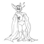 anthro bat_ears bat_nose big_breasts breasts female huge_breasts nipple_tape pasties simple_background solo tape tired winged_arms wings neonbandingo bat mammal 1:1 hi_res monochrome