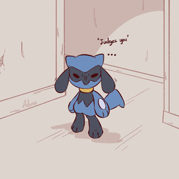3_fingers 3_toes ambiguous_gender anthro biped black_eyes blue_body blue_fur blue_tail feet fingers front_view fur inside looking_at_viewer nude nude_ambiguous nude_anthro solo standing tail toes advos nintendo pokemon generation_4_pokemon pokemon_(species) riolu 1:1 2026 digital_drawing_(artwork) digital_media_(artwork)