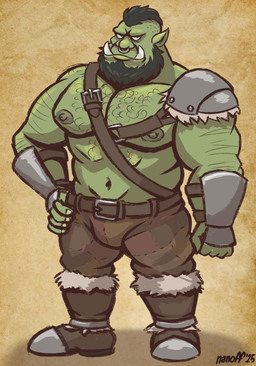 beard body_hair boots bottomwear brown_bottomwear brown_clothing brown_pants chest_hair clothing facial_hair facial_piercing footwear male nose_piercing nose_ring pants piercing ring_piercing septum_piercing septum_ring shoes solo tusks nanoff humanoid orc hi_res