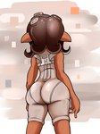 big_butt bodysuit brown_hair butt clothing dark_body dark_skin female grey_background hair humanoid_pointy_ears pointy_ears pseudo_hair rear_view simple_background skinsuit solo tentacle_hair tentacles thick_thighs tight_clothing white_background white_bodysuit white_clothing white_skinsuit wide_hips cpt-pop nintendo splatoon agent_8_(splatoon) animal_humanoid cephalopod cephalopod_humanoid humanoid marine marine_humanoid mollusk mollusk_humanoid octarian octoling octopus_humanoid hi_res