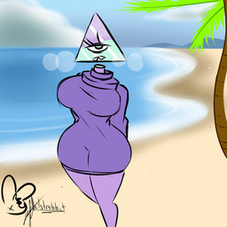 1_eye beach big_breasts blinking blue_vulva bodily_fluids bouncing_breasts breasts clothing complaining eyelashes fade_to_black female floating_head genitals half-closed_eyes heat_(temperature) huge_breasts inverted_nipples logo long_eyelashes looking_at_viewer narrowed_eyes navel nipples not_furry nude plant purple_body purple_clothing purple_sweater purple_topwear question sharp_teeth small_waist solo squinted_eyes sweat sweater swimwear talking_to_viewer teeth thick_thighs topwear tree triangle_head undressing vulva wide_hips nailstrabbit iilluminaughtii humanoid shape_head 1:1 2023 animated animated_webp artist_logo digital_media_(artwork) signature
