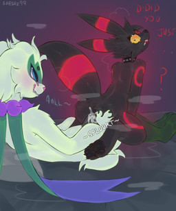 anthro anthro_on_feral anus bedroom bestiality black_anus black_pawpads black_vulva bodily_fluids brown_penis butt butt_grab collar collar_only cum cum_in_vagina cum_inside duo ejaculation feet female feral from_behind_position genital_fluids genitals green_body hand_on_butt humanoid_genitalia humanoid_genitalia_on_feral looking_at_another looking_at_viewer male male/female nude pawpads paws penis pokemorph red_spots sex sitting sitting_on_another smile smiling_at_viewer soles speech_bubble spiked_collar spikes splurt spots surprised toes unexpected_cumshot vulva shieshuqqq nintendo pokemon fan_character molly_(shieshuqqq) eeveelution generation_2_pokemon generation_9_pokemon mammal meowscarada pokemon_(species) umbreon hi_res