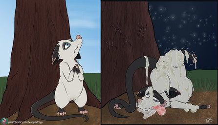 black_ears black_tail blue_eyes bodily_fluids bukkake cum cum_in_vagina cum_inside female feral fur genital_fluids pink_nose solo tail white_body white_fur theoryofstrings dreamworks over_the_hedge heather_(over_the_hedge) american_opossum mammal marsupial virginia_opossum absurd_res hi_res