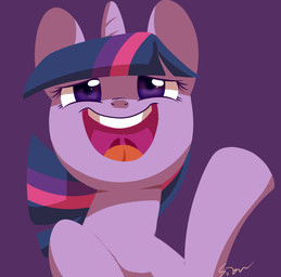 female feral gesture horn looking_at_viewer nervous open_mouth simple_background solo waving sion_(artist) friendship_is_magic hasbro my_little_pony mythology twilight_sparkle_(mlp) equid equine mammal mythological_creature mythological_equine unicorn