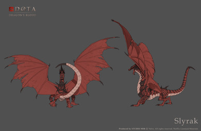 6_limbs amber_eyes arm_spikes back_spikes barbel_(anatomy) black_sclera brown_claws brown_horn chin_horn chin_spikes claws copyright_symbol countershade_neck countershade_scales countershade_tail countershade_torso countershading dewclaw exposed_teeth facial_horn facial_spikes feral flesh_whiskers grey_background head_horn horn knee_spikes leg_spikes logo male male_feral membrane_(anatomy) membranous_wings multi_horn multiple_angles notched_wings open_mouth pupils quadruped red_body red_scales red_wings scales simple_background slim_feral slim_male slit_pupils snout solo spikes spikes_(anatomy) spread_wings standing symbol tail tapering_tail text tongue_showing wing_claws wings unknown_artist dota dota_dragon's_blood mythology netflix valve valve_corporation slyrak deity dragon eldwurm_(dragon's_blood) mythological_creature mythological_scalie scalie 2021 3d_(artwork) absurd_res cel_shading character_name concept_art copyright_name digital_media_(artwork) english_description english_text full-length_portrait hi_res official_art portrait shaded