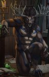 abs anthro antlers fur genitals glowing glowing_eyes hooves horn male muscular muscular_anthro muscular_male nipples pecs penis solo vein veiny_penis b.koal diffuse_moose deer mammal moose new_world_deer 2024 absurd_res hi_res