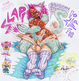 balls big_butt big_hands butt cat_tail clothing cockslap dark_body dark_skin drill_curls facesitting femboy foreskin fur genitals gynomorph gynomorph/male gynomorph_on_bottom hair human_on_humanoid intersex intersex/male intersex_on_bottom interspecies legwear long_penis male on_bottom pawpads penis pink_hair pink_pawpads sitting sitting_on_another slap stockings thick_thighs white_body white_fur the_fedor_corpse chessly animal_humanoid cat_humanoid felid felid_humanoid feline feline_humanoid human humanoid mammal mammal_humanoid