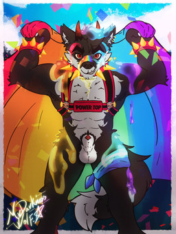 animal_genitalia anthro balls bracelet collar diamond_eyes exposed flaccid genitals harness horn jewelry legband lgbt_pride male muscular nipples nude nude_male penis pride_colors rainbow_pride_colors red_eyes sheath six-stripe_rainbow_pride_colors solo spiked_bracelet spiked_collar spikes vincian_pride_colors mrdarknesswolf dantalos canid canine canis demon hybrid mammal wolf hi_res