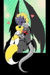 <3 beelzemon black_nose black_sclera blush clothed clothing digimon eyes_closed fangs hug jacket renamon sitting takao-hikari wings
Rating: Safe
Score: 0
User: ChestFox
Date: March 23, 2014
