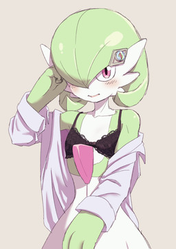 accessory blush bra clothing female flat_chested gardevoirite hair hair_accessory hair_over_eye hairclip humanoid_pointy_ears mega_stone not_furry pointy_ears simple_background solo underwear kokoromati nintendo pokemon poketoon tomorrow_with_gardevoir yugo's_gardevoir gardevoir generation_3_pokemon humanoid pokemon_(species) hi_res