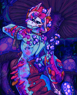 anthro blue_lighting bone bone_mask bottomwear clothing detailed_background fungus green_body jewelry loincloth looking_at_viewer male mask mushroom necklace skull skull_mask solo tail qwizibo terraria witch_doctor_(terraria) lihzahrd lizard reptile scalie digital_drawing_(artwork) digital_media_(artwork) hi_res