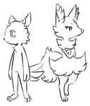 ambiguous_gender anthro biped black_nose blinking claws crossed_arms duo finger_claws fluffy fluffy_tail forehead_gem fur gem inner_ear_fluff mouth_closed pupils simple_background standing tail toe_claws tuft whiskers white_background white_pupils white_sclera flavia-elric nintendo pokemon kuroichi_(flavia-elric) louise_(flavia-elric) braixen generation_2_pokemon generation_6_pokemon pokemon_(species) sneasel 2019 animated digital_media_(artwork) hi_res short_playtime female_(lore) male_(lore)