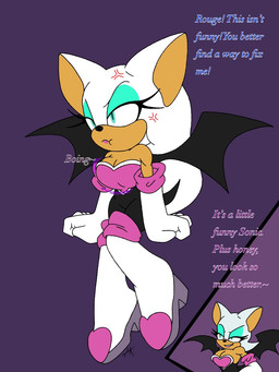 after_transformation angry anthro big_breasts boots breasts clothing crossgender dialogue duo female footwear gender_transformation gloves green_eyes handwear makeup membrane_(anatomy) membranous_wings mtf_crossgender mtf_transformation shoes spandex tan_body text tight_clothing transformation wings ultra4rtznsfw sega sonic_the_hedgehog_(series) blush_the_bat rouge_the_bat sonic_the_hedgehog bat mammal 3:4 english_text hi_res