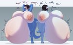 4_toes 5_fingers anthro areola belly belly_blush big_areola big_belly big_breasts big_navel big_nipples biped black_hair black_sclera blue_body blue_eyes blush bodily_fluids body_blush both_pregnant breasts claws dialogue duo feet female female_anthro fin fingers gradient_background grey_background hair hand_behind_back hands_behind_back heart_symbol huge_belly huge_breasts hyper hyper_belly hyper_breasts hyper_pregnancy lips lipstick logo long_hair long_tail looking_up lower_lip makeup multicolored_body multicolored_hair multiple_pregnancies navel nipples nude nude_anthro open_mouth paws pink_areola pink_nipples plump_lower_lip pregnant pregnant_anthro pregnant_female purple_lipstick raised_arm raised_arms red_claws red_lipstick running_makeup saliva shadow simple_background smile speech_bubble standing tail text thick_thighs three-quarter_view toes tongue tongue_out two_tone_body two_tone_hair white_belly white_breasts white_sclera wide_hips wolfarion fish marine shark 2025 absurd_res artist_logo colored dated english_text full-length_portrait hi_res portrait shaded daughter_(lore) mother_(lore) mother_and_child_(lore) mother_and_daughter_(lore) parent_(lore) parent_and_child_(lore) parent_and_daughter_(lore)