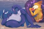 ambiguous_gender anthro belly big_belly bodily_fluids duo feral fur happy heart_symbol inside_stomach love nude on_ground open_mouth orange_body orange_fur organs partially_submerged purple_body romantic romantic_couple sea sitting size_difference smile stomach stomach_acid tail tongue vore water white_body yellow_body shyryp nintendo pokemon buizel generation_2_pokemon generation_3_pokemon generation_4_pokemon legendary_pokemon mammal pokemon_(species) shadow_lugia shadow_pokemon absurd_res digital_media_(artwork) hi_res huge_filesize