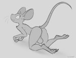 all_fours anthro balls big_balls butt femboy genitals hi_res looking_back male mammal murid murine presenting rat rodent schmutzo solo