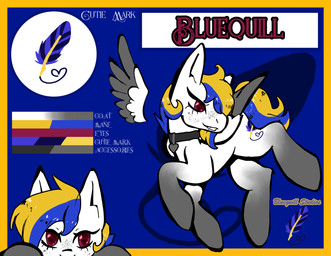 choker cutie_mark fangs female feral freckles gradient_fur hair jewelry multicolored_hair necklace outstretched_wings red_eyes solo teeth wings bluequill_studios friendship_is_magic hasbro my_little_pony mythology bluequill equid equine horse mammal mythological_creature mythological_equine pegasus pony absurd_res hi_res model_sheet