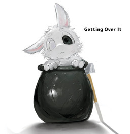 ambiguous_gender black_eyes cauldron chest_tuft feral floppy_ears fluffy front_view frown fur hammer heterochromia looking_at_viewer one_ear_up quadruped simple_background solo text tools toony tuft white_background white_body white_eyes white_fur kemo_ka_nya getting_over_it_with_bennett_foddy lagomorph leporid mammal rabbit 2026 digital_drawing_(artwork) digital_media_(artwork) english_text hi_res
