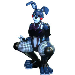 3_toes 4_fingers anthro bare_shoulders black_clothing black_fingerless_gloves black_gloves black_handwear black_legwear black_panties black_stockings black_underwear blue_body bow_tie bracelet breasts buckteeth clothed clothing collar crop_top crossgender crouching eyelashes feet female fingerless_gloves fingers fishnet_clothing fishnet_leggings fishnet_legwear glistening glistening_body gloves green_eyes handwear jewelry leggings legwear looking_at_viewer machine medium_breasts midriff mtf_crossgender off_shoulder panties pattern_clothing pattern_shirt pattern_topwear purple_bow_tie purple_eyelids shirt simple_background solo spiked_bracelet spiked_collar spikes spread_legs spreading stockings striped_clothing striped_shirt striped_topwear stripes teeth thick_thighs toeless_legwear toeless_stockings toes topwear underwear ventral_groove white_background wide_hips atumalaca atumalaca_(modeler) five_nights_at_freddy's five_nights_at_freddy's_2 scottgames toy_bonnie_(fnaf) animatronic lagomorph leporid mammal rabbit robot robot_anthro 2025 3d_(artwork) digital_media_(artwork) full-length_portrait hi_res portrait