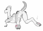 anthro breasts collar female handles_on_hips hooves inflatable pool_toy simple_background smile solo tail ecmajor animate_inanimate camel camelid living_inflatable mammal 2022 digital_media_(artwork) hi_res sketch traditional_media_(artwork)