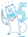 ambiguous_gender anthro clothing colored_with_crayons_&_love cute_fangs derpy dipstick_tail emanata fangs fur gloves_(marking) gradient_tail leg_markings markings mostly_nude pattern_clothing pattern_scarf plaid plaid_clothing plaid_scarf scarf scarf_only semi-anthro simple_background socks_(marking) solo tail tail_markings teeth white_background white_body white_fur winter_pelt chupakaibra lylewin_lily mammal mustelid musteline stoat true_musteline weasel absurd_res crayon_(artwork) hi_res traditional_media_(artwork) watermark