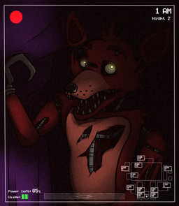 anthro dark exposed_endoskeleton machine male psychokeil37 solo text unknown_artist five_nights_at_freddy's scottgames foxy_(fnaf) animatronic canid canine fox mammal robot english_text