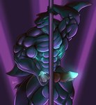 abs anthro balls big_muscles big_penis dancing erection genitals glowing glowing_genitalia glowing_penis grey_body huge_muscles knot male multi_genitalia multi_penis muscular muscular_anthro muscular_arms muscular_male muscular_thighs nude nude_male penis pole pole_dancing purple_background ridged_penis simple_background solo vic_p fish marine shark 2021 hi_res signature