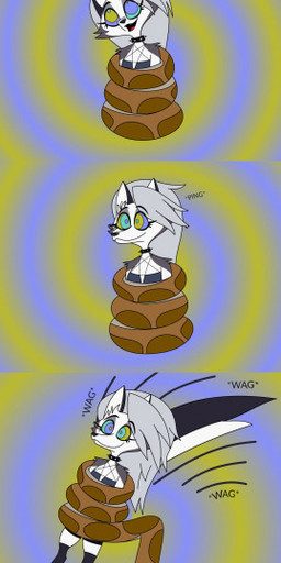 anthro anthro_on_feral bared_fangs bared_teeth bdsm bestiality bondage bound clothing coiling coiling_around_body collar dominant dominant_feral dominant_male duo female feral feral_dominating_anthro hypnosis hypnotic_eyes imminent_death imminent_rape imminent_sex imminent_vore legwear male male_dominating_female mind_control ringed_eyes smile submissive submissive_anthro submissive_female tail tail_motion tailwag teeth thigh_highs hebikoiru hellaverse helluva_boss mythology the_jungle_book kaa_(jungle_book) loona_(helluva_boss) canid canid_demon canine canis demon hellhound mammal mythological_canine mythological_creature python reptile scalie snake wolf hi_res long_image tall_image
