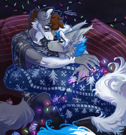 anthro christmas_clothing clothing duo holidays hug male male/male sweater topwear christmas hi_res