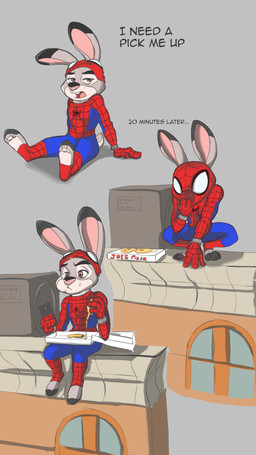 alternate_species alternate_universe anthro box building cellphone container delivery_(commerce) electronics food food_delivery furrification male phone pizza pizza_box spider-man_suit text nickofthebra disney marvel spider-man_(series) zootopia spider-man_(character) european_rabbit lagomorph leporid mammal oryctolagus rabbit 2024 4k 9:16 absurd_res crossover english_text hi_res