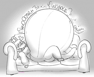 anthro belly big_belly big_breasts breasts female furniture horn huge_belly hyper hyper_belly lying non-mammal_breasts on_back onomatopoeia overweight rumbling_stomach sofa solo sound_effects text blahblah866 mythology dragon mythological_creature mythological_scalie scalie 2023