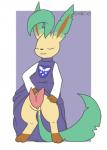 2_penises animal_genitalia animal_penis anthro anthrofied clothed clothing cosplay costume erection fur genitals hemipenes male multi_genitalia multi_penis penis pokemorph smile solo c1-11131 nintendo pokemon undertale undertale_(series) chibi_(c1-11131) eeveelution generation_4_pokemon leafeon pokemon_(species) 2015 crossover hi_res