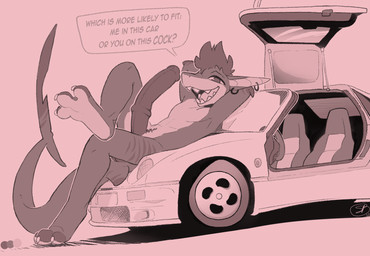 3_toes anthro balls big_penis car claws dialogue ear_piercing ear_ring erection feet genitals hair looking_at_viewer male nude on_hood open_mouth penis piercing ring_piercing simple_background smile solo speech_bubble tail teeth text toe_claws toes tongue vehicle backsash mazda mazda_autozam_az-1 sash_(backsash) aquatic fish mammal shark 2026 digital_media_(artwork) english_text hi_res monochrome sketch