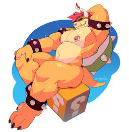 3_toes ?_block anthro armband calf_muscles facial_piercing feet hair horn looking_at_viewer male musclegut muscular muscular_anthro muscular_male navel nipple_piercing nipple_ring nipples nose_piercing nose_ring nude_male pecs piercing raised_arm red_hair ring_piercing septum_piercing septum_ring shell sitting solo spiked_armband spikes tail thick_thighs toes turtle_shell demure303 mario_bros nintendo bowser koopa scalie 2026 absurd_res digital_drawing_(artwork) digital_media_(artwork) hi_res
