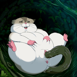 anus autopenetration black_body black_fur bodily_fluids buckteeth female feral fur genital_fluids genitals green_body green_scales green_tail grey_body grey_fur masturbation multicolored_body multicolored_fur obese obese_female obese_feral open_mouth overweight overweight_female overweight_feral penetration scales scaly_tail solo tail tail_fetish tail_in_own_pussy tail_in_vagina tail_insertion tail_masturbation tail_play teeth tongue vaginal vaginal_fluids vaginal_masturbation vaginal_penetration vulva white_body white_fur lonbluewolf overlord_(series) hamsuke cricetid hamster mammal rodent 1:1 2020 hi_res