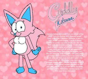 anthro belly biography blue_paws breasts female fluffy fluffy_tail fur pink_body pink_fur plushie simple_background solo tail white_belly cuddly_kitsune animate_inanimate canid canine fox fox_spirit living_plushie mammal absurd_res hi_res