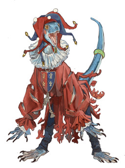 5_fingers 5_toes accessory ambiguous_anthro ambiguous_gender anthro barefoot black_claws blue_body blue_bottomwear blue_clothing blue_hat blue_headwear blue_pants blue_scales blue_tail bottomwear claws clothed clothed_ambiguous clothed_anthro clothing eyelashes feet finger_claws fingers fool's_hat furgonomics hat headgear headwear jester jewelry leaning leaning_forward long_sleeves multicolored_body multicolored_scales open_mouth pants piercing pink_tongue pupils red_clothing red_hat red_headwear red_robe ring robe rope ruff_(clothing) scales shirt simple_background snout solo standing tail tail_accessory tail_jewelry tail_ring tapering_tail teeth toe_claws toes tongue topwear two_tone_body two_tone_hat two_tone_scales two_tone_tail white_background white_body white_clothing white_eyelashes white_scales white_shirt white_tail white_topwear yellow_eyes mossa warhammer_(franchise) warhammer_fantasy lizardman lizardman_(warhammer) scalie skink_(warhammer_fantasy) 2025 absurd_res hi_res